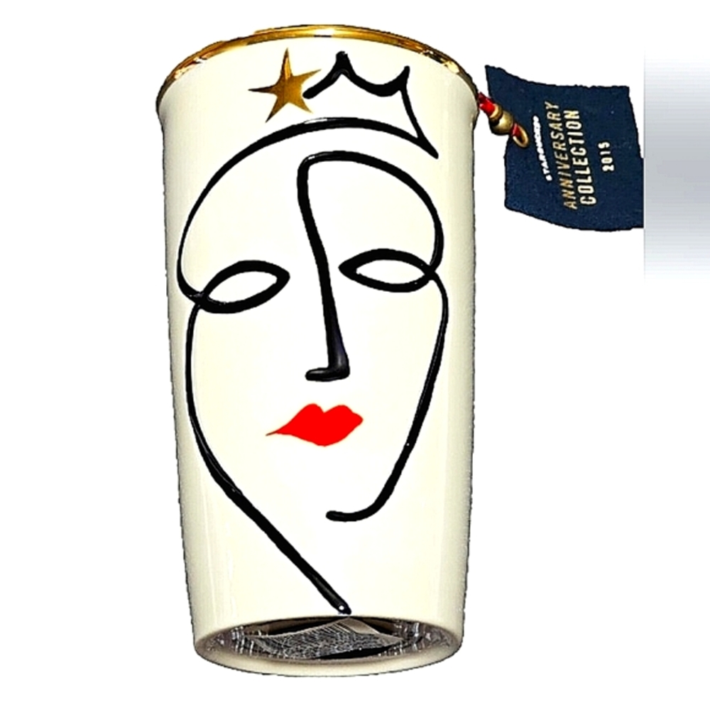 NWT, Starbucks 2015 Gold Star on Crown Face Siren Anniversary Collection…